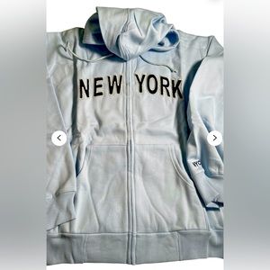 New York Hoodie Sweatshirt with zipper Blue NWT